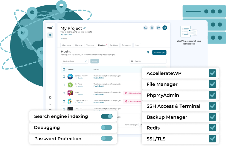 WPSquared Server Management header